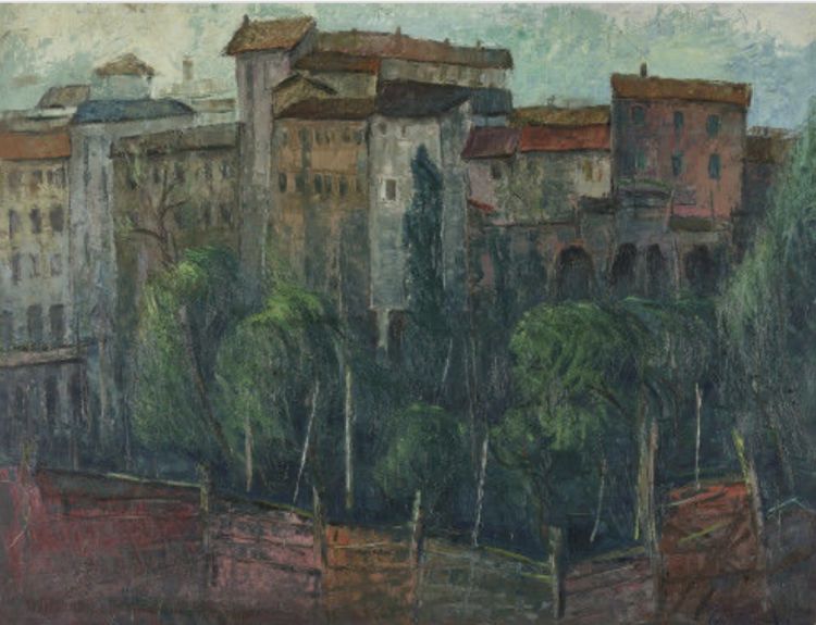 MONETTI Libero Libero Monetti, Case Ticinesi, 1964, olio su compensato, 81 x 104.5 cm